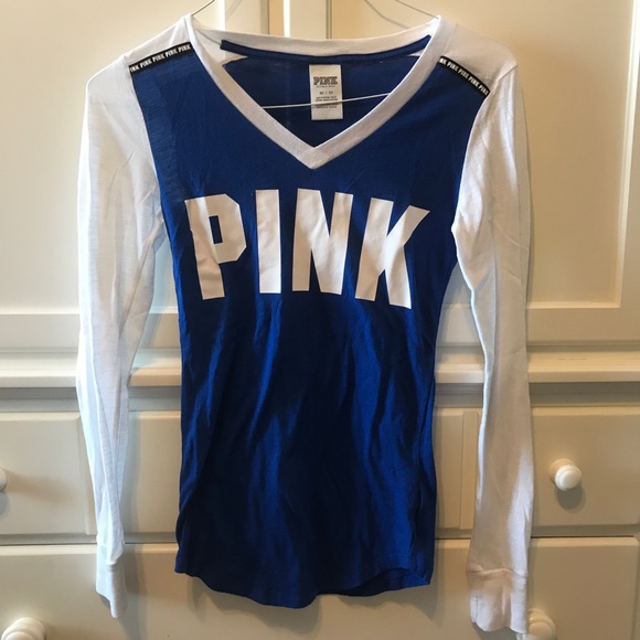 PINK Victoria's Secret Tops - Royal blue & White Baseball Tee from Pink